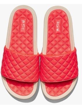 APL NIB Labs Women's Lusso Magma/Pristine Quilted Slides 6 Red